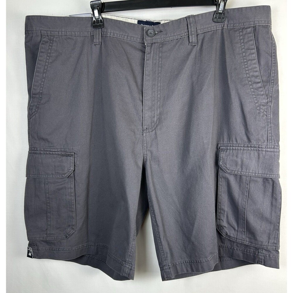 St. John's Bay Men’s Essential Cargo Shorts Executive Gray W44 100% Cotton NWT